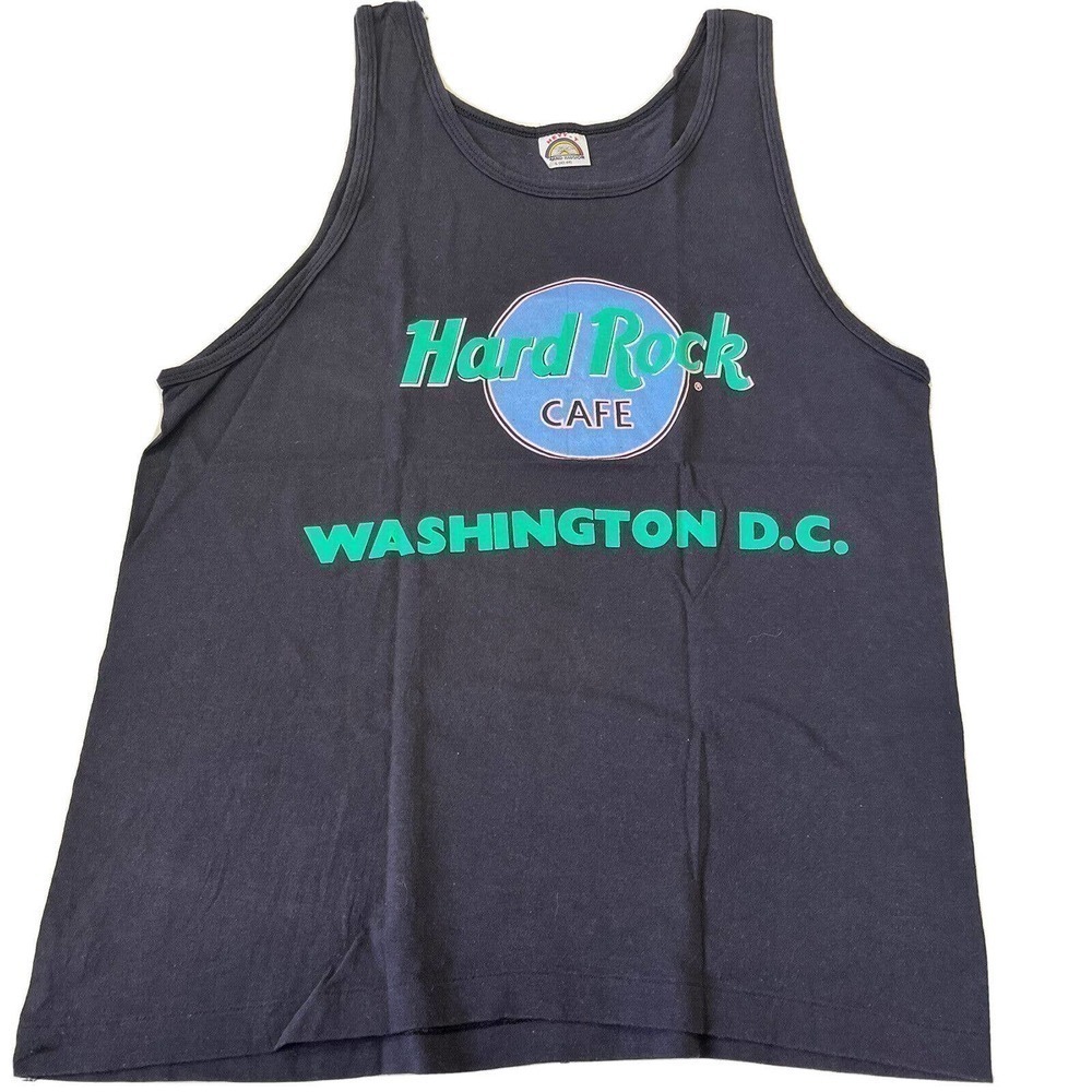 HARD Rock Cafe Washington DC Black Tank Top Shirt Large Cotton Made In USA